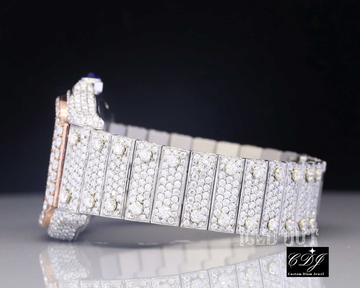 Moissanite Square Dial Iced Out Cartier Santos Watch customdiamjewel