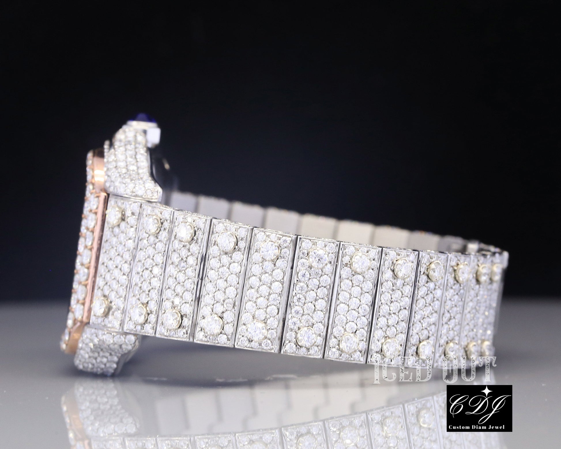 Moissanite Square Dial Iced Out Cartier Santos Watch customdiamjewel