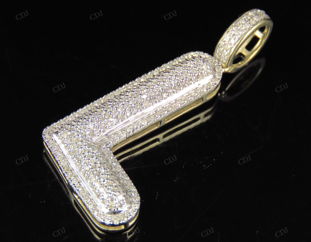 1.4" 0.65 CTW 18K Gold Natural Diamond Custom L Letter Pendant CustomDiamJewel