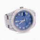 Rolex Blue Dial Iced Out Moissanite Watch customdiamjewel