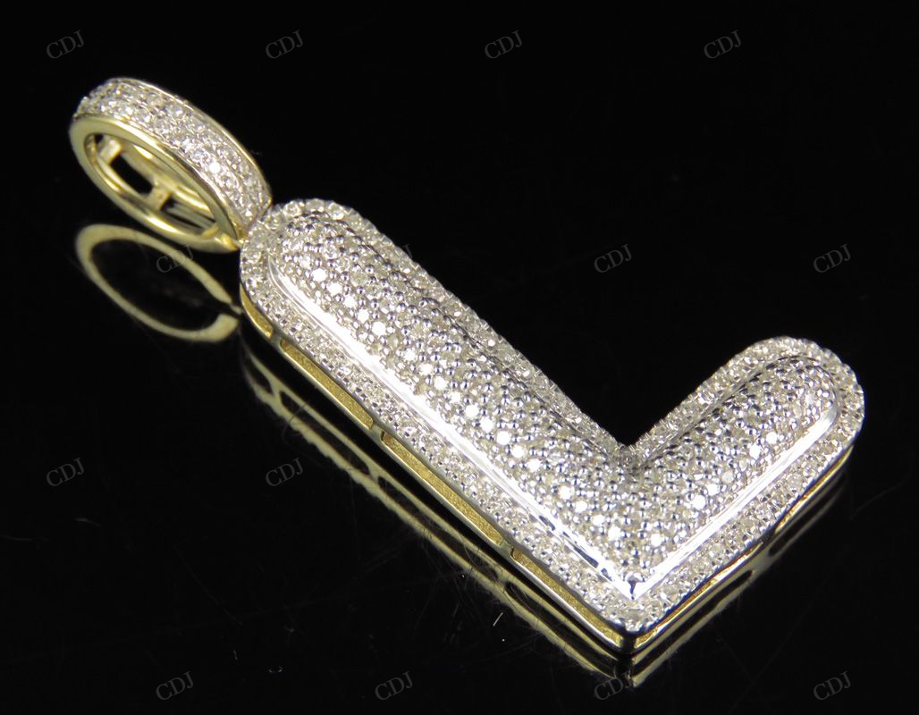 1.4" 0.65 CTW 18K Gold Natural Diamond Custom L Letter Pendant CustomDiamJewel