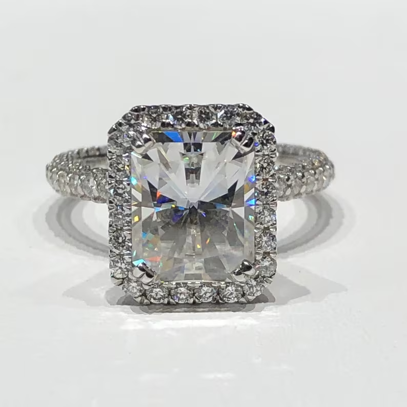 Radiant Cut Full Eternity Moissanite Engagement Ring  customdiamjewel   