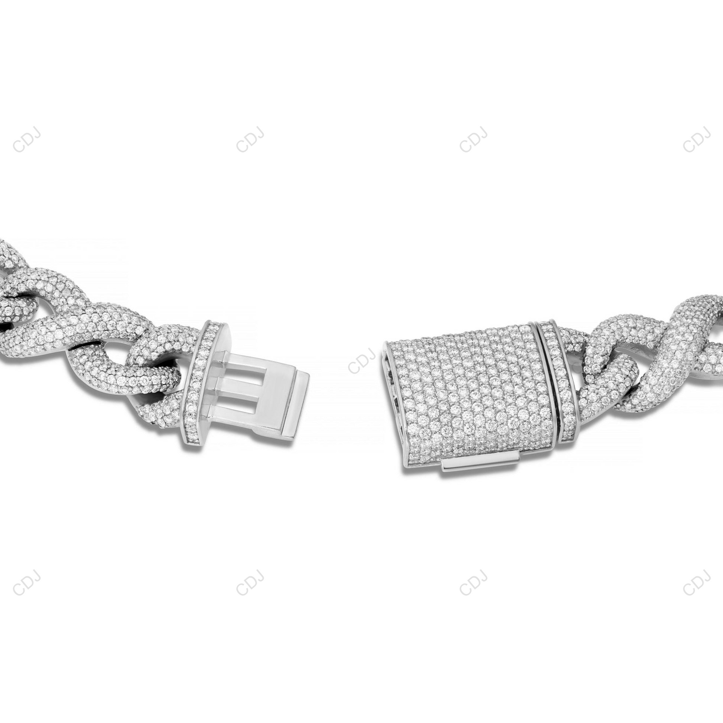 925 Silver Two Tone Miami Cuban Link Moissanite Chain CustomDiamJewel