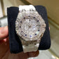 White Blet Iced Out Bugatte Diamond AP Watch