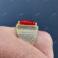 Radiant Cut Yellow Gold Ruby Stone Ring  customdiamjewel   