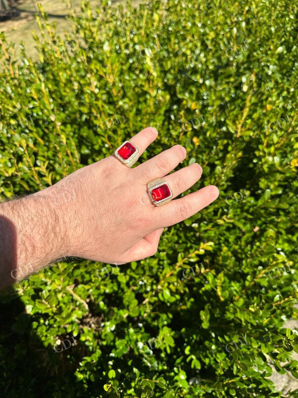 Radiant Cut Yellow Gold Ruby Stone Ring  customdiamjewel   