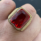 Radiant Cut Yellow Gold Ruby Stone Ring  customdiamjewel   