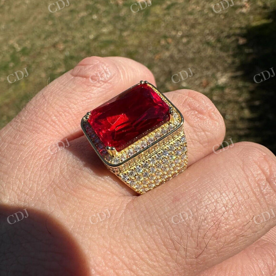 Radiant Cut Yellow Gold Ruby Stone Ring  customdiamjewel   