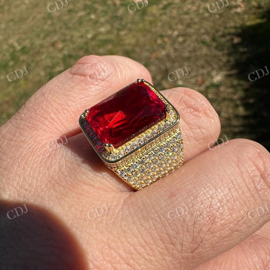 Radiant Cut Yellow Gold Ruby Stone Ring  customdiamjewel   