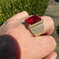 Radiant Cut Yellow Gold Ruby Stone Ring  customdiamjewel   