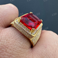Radiant Cut Yellow Gold Ruby Stone Ring  customdiamjewel   
