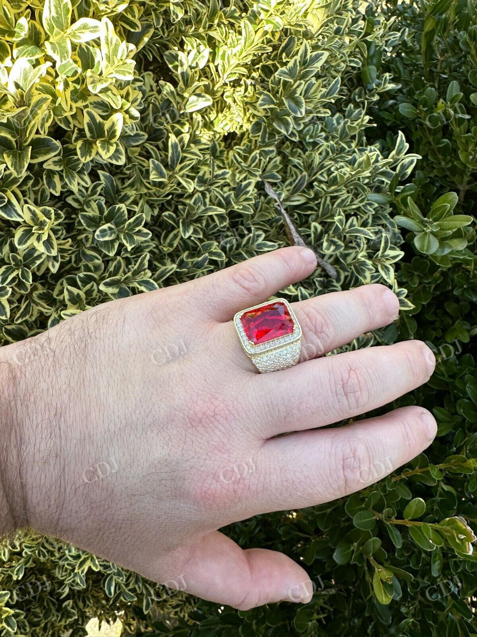 Radiant Cut Yellow Gold Ruby Stone Ring  customdiamjewel   