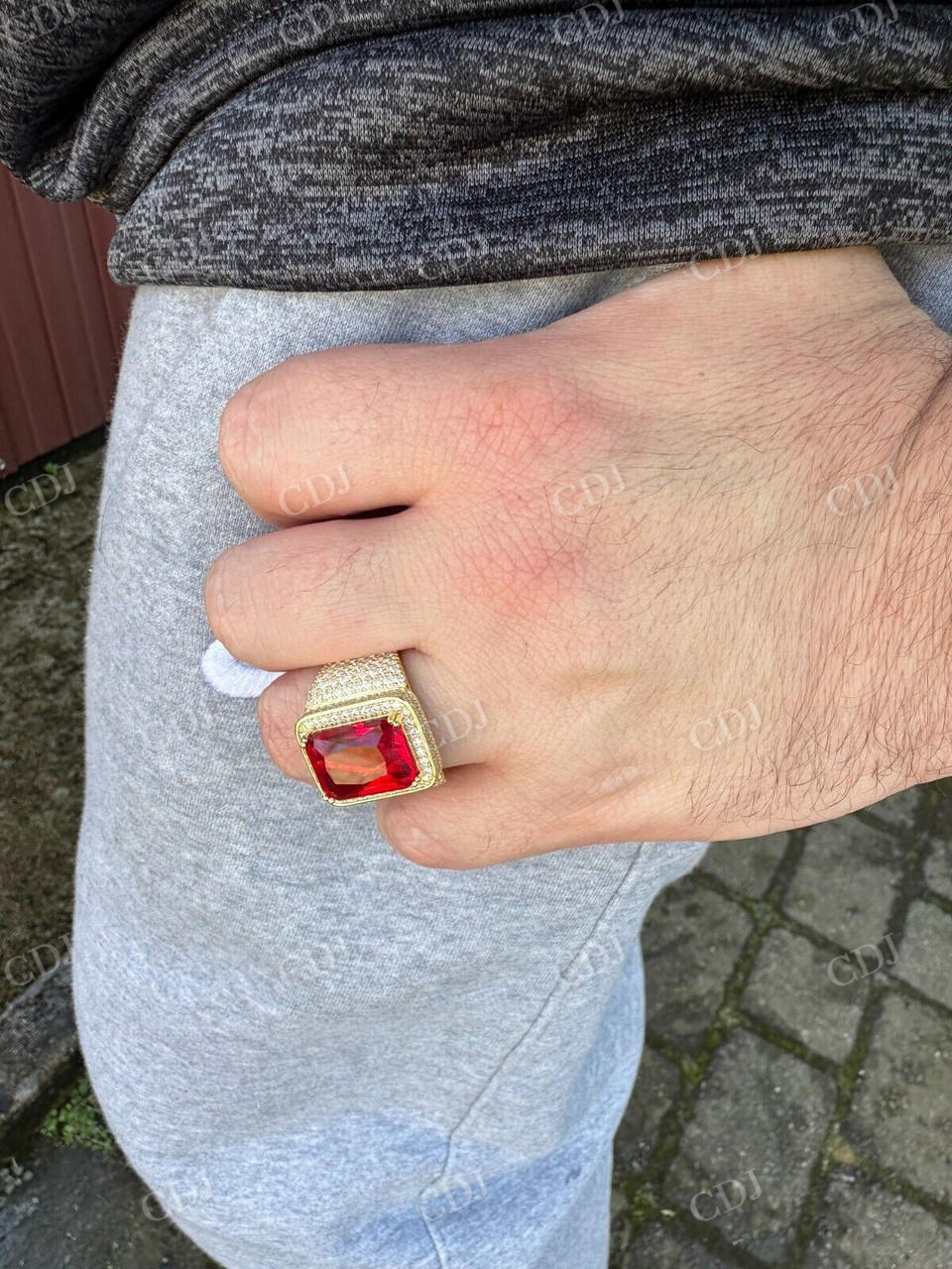 Radiant Cut Yellow Gold Ruby Stone Ring  customdiamjewel   