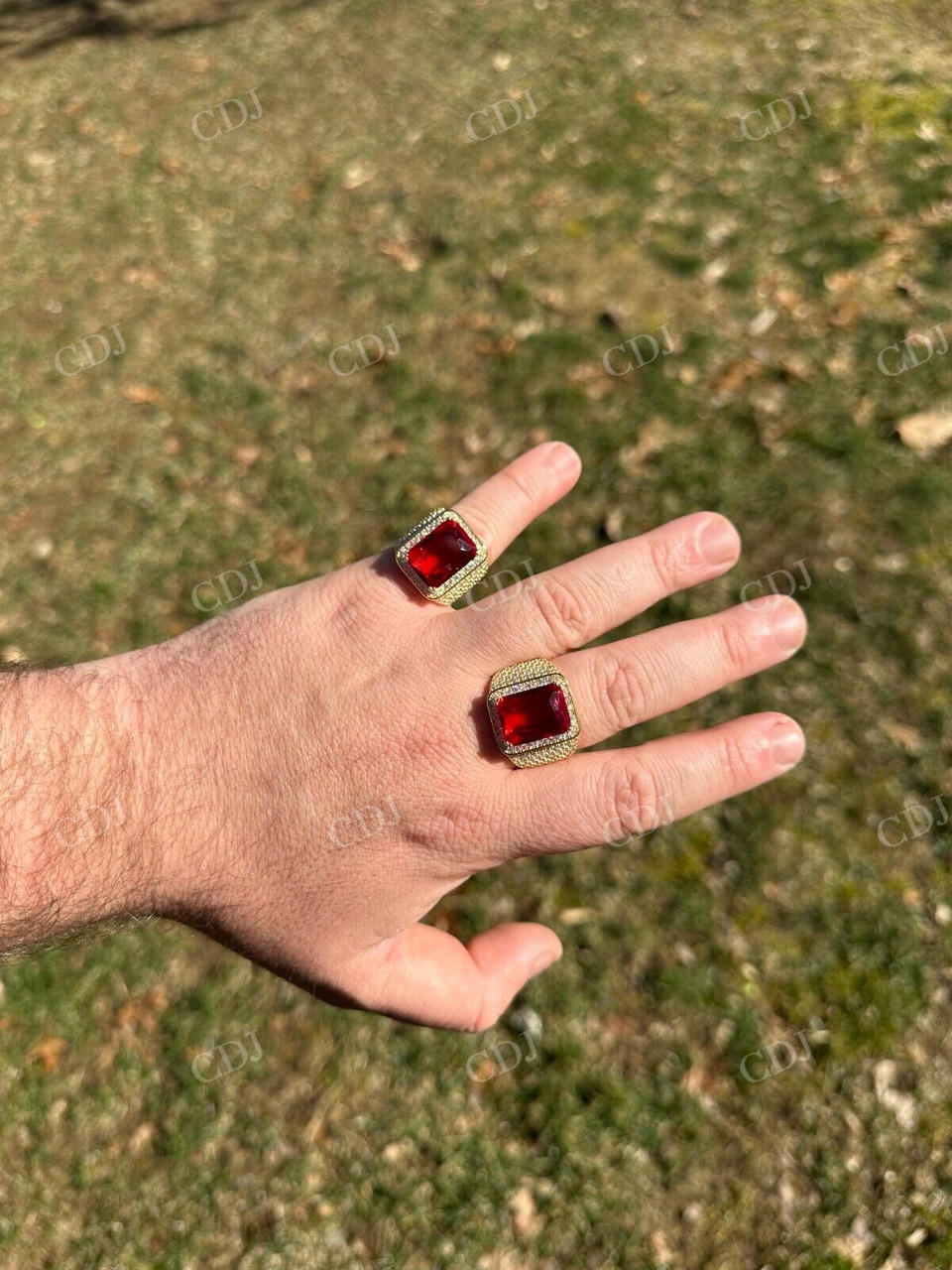 Radiant Cut Yellow Gold Ruby Stone Ring  customdiamjewel   