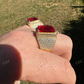 Radiant Cut Yellow Gold Ruby Stone Ring  customdiamjewel   