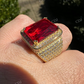 Radiant Cut Yellow Gold Ruby Stone Ring  customdiamjewel   