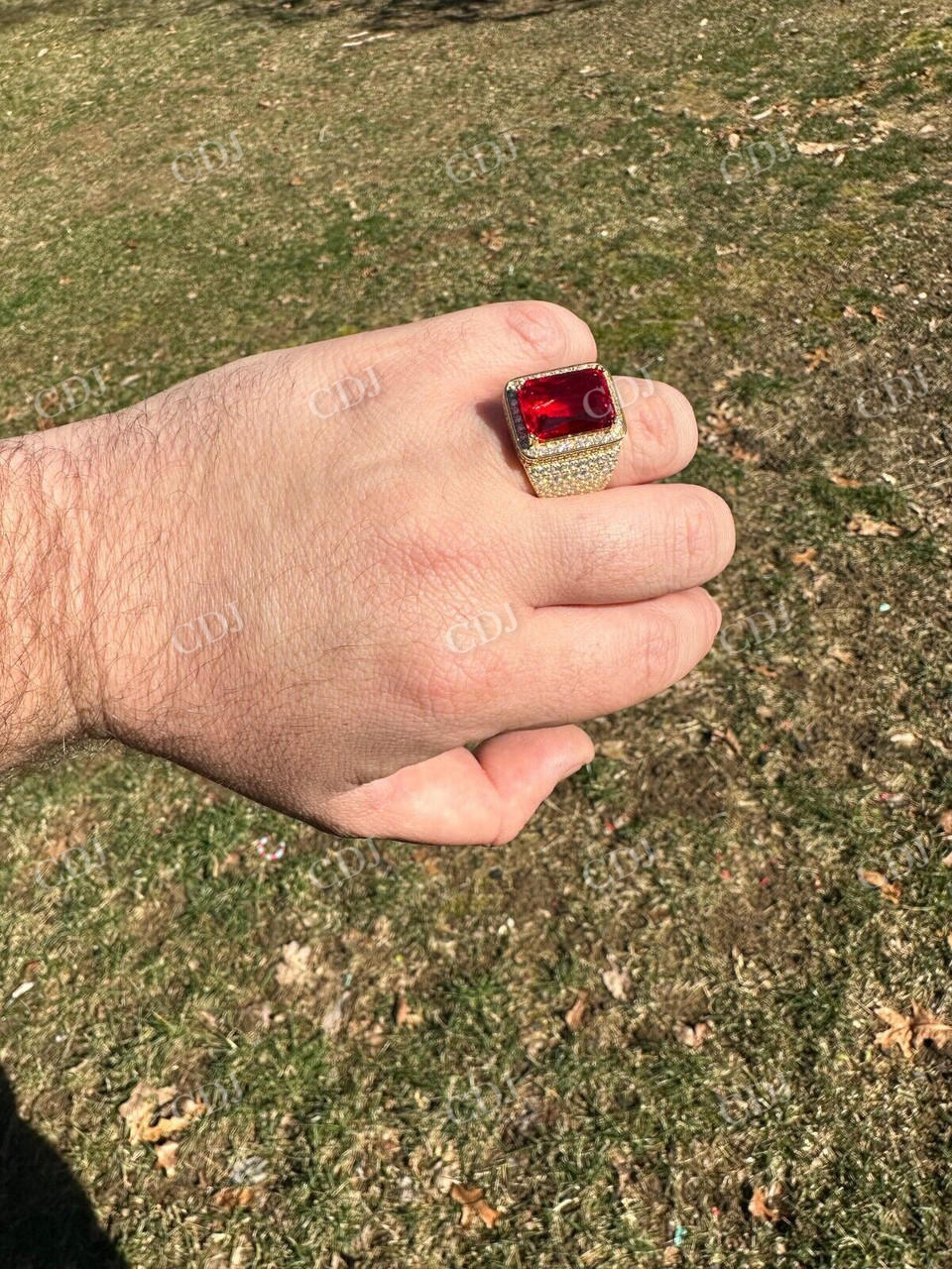 Radiant Cut Yellow Gold Ruby Stone Ring  customdiamjewel   