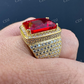 Radiant Cut Yellow Gold Ruby Stone Ring  customdiamjewel   