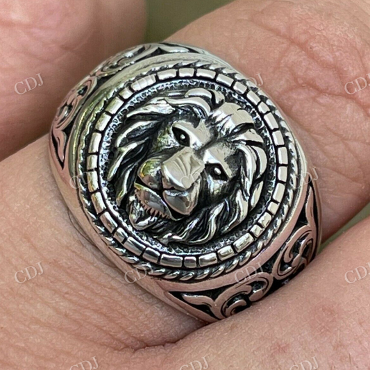 Leo Head Sterling Silver Mens Plain Lion Ring  customdiamjewel   