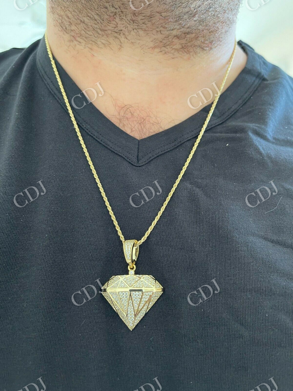 Iced Diamond Shape BLING Pendant  customdiamjewel   