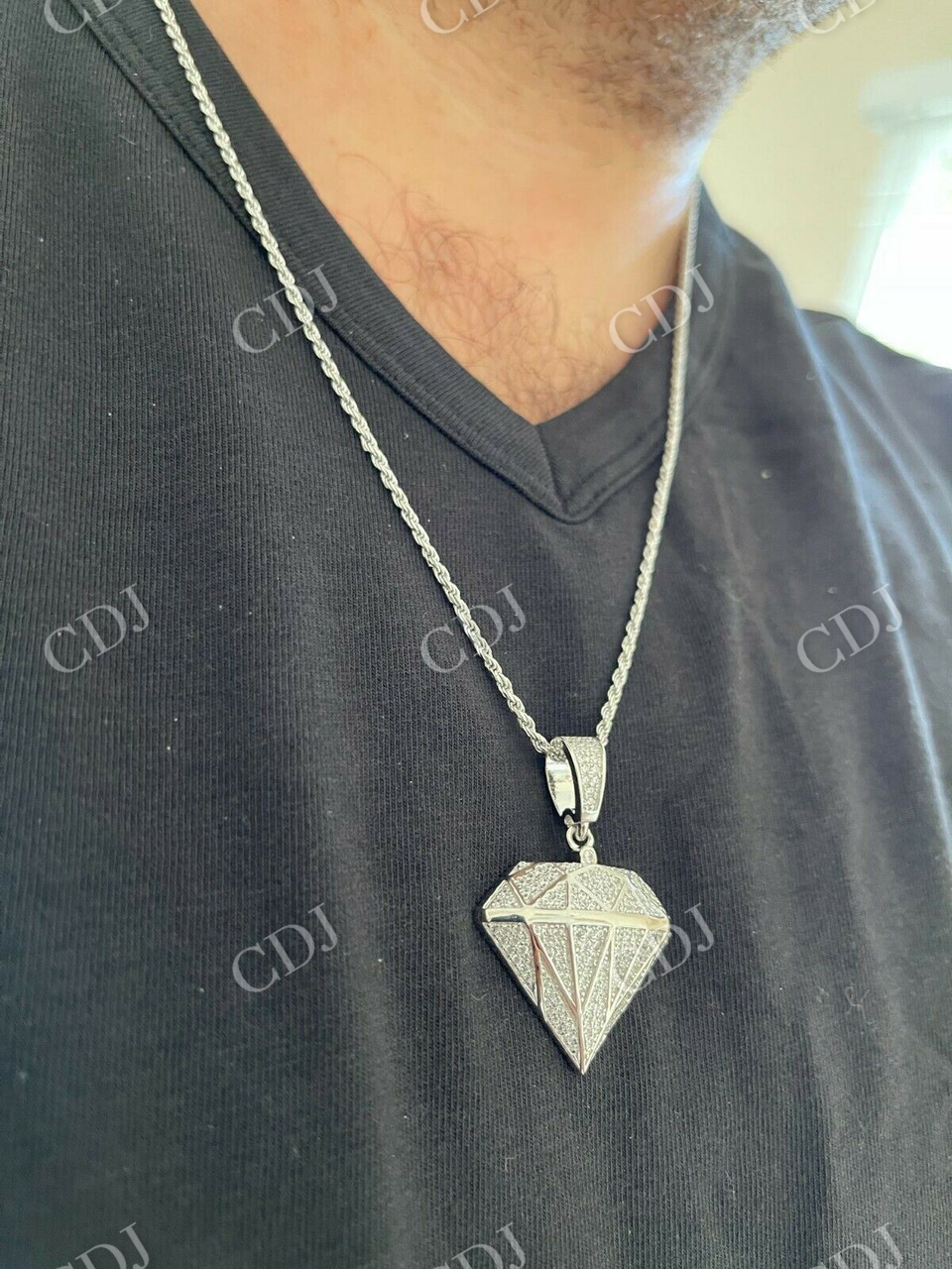Iced Diamond Shape BLING Pendant  customdiamjewel   