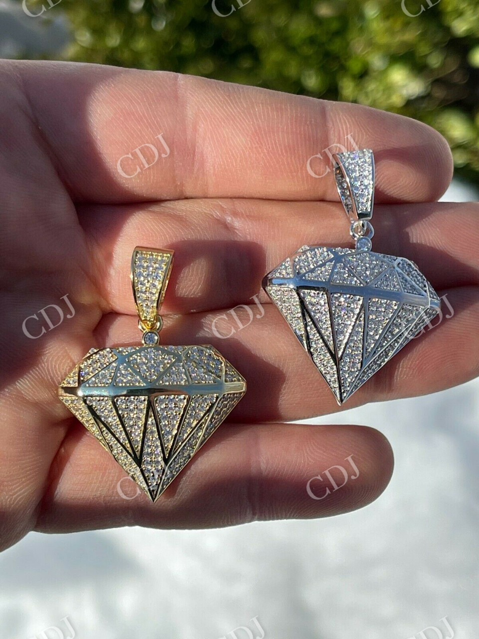Iced Diamond Shape BLING Pendant  customdiamjewel   