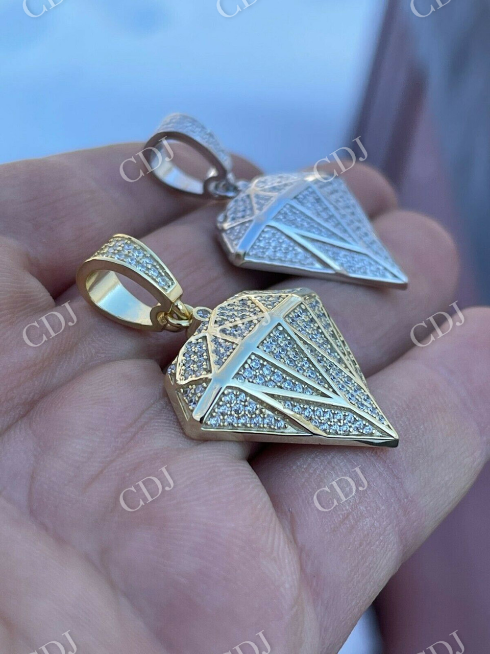 Iced Diamond Shape BLING Pendant  customdiamjewel   