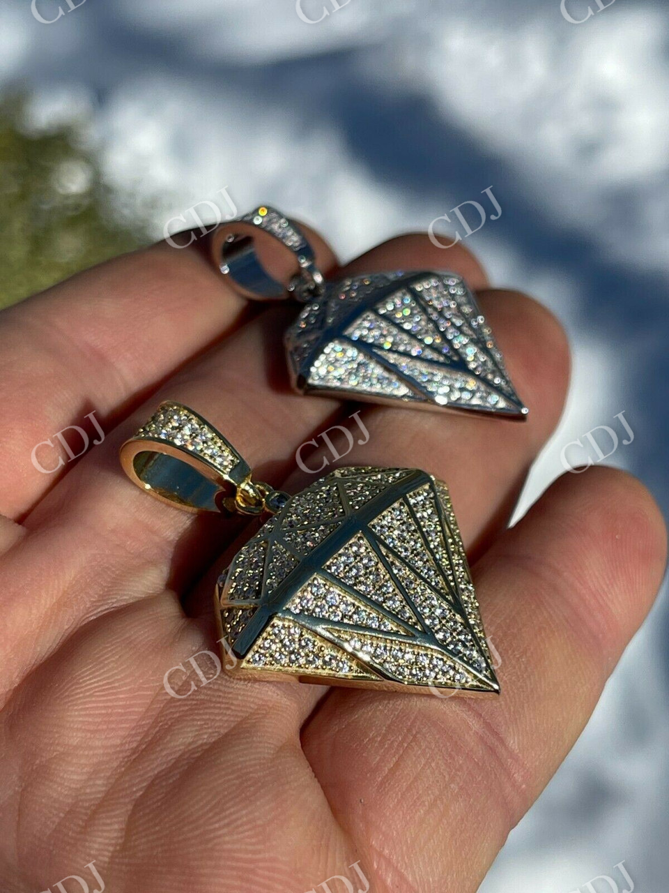 Iced Diamond Shape BLING Pendant  customdiamjewel   