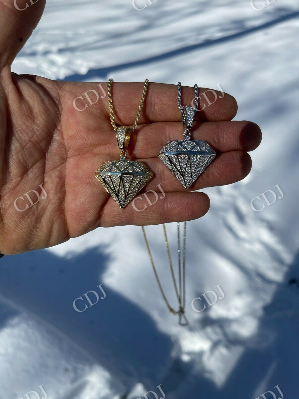 Iced Diamond Shape BLING Pendant  customdiamjewel   