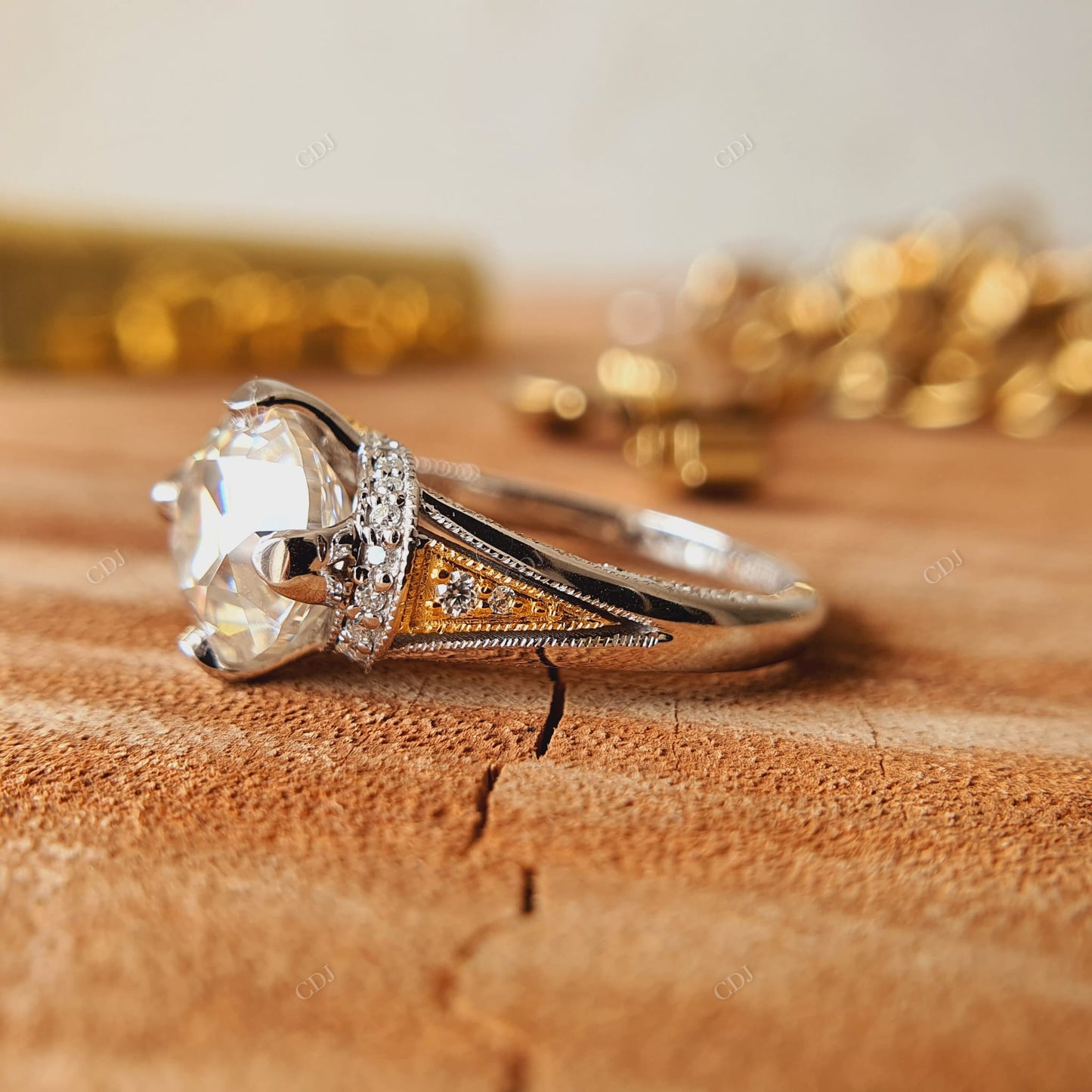 Lab-Grown Diamond Vintage Halo Ring