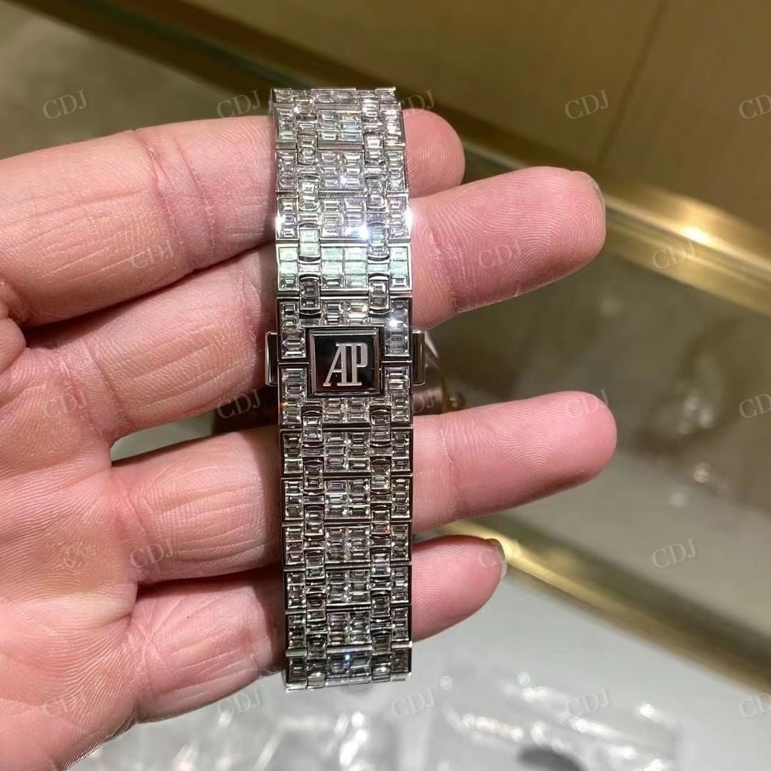 Fully Baguette Diamond Moissanite AP Iced Out Watch customdiamjewel