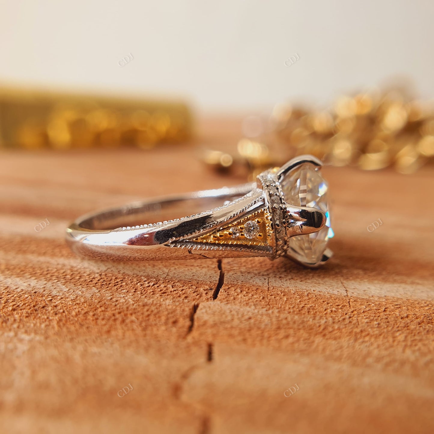 Lab-Grown Diamond Vintage Halo Ring