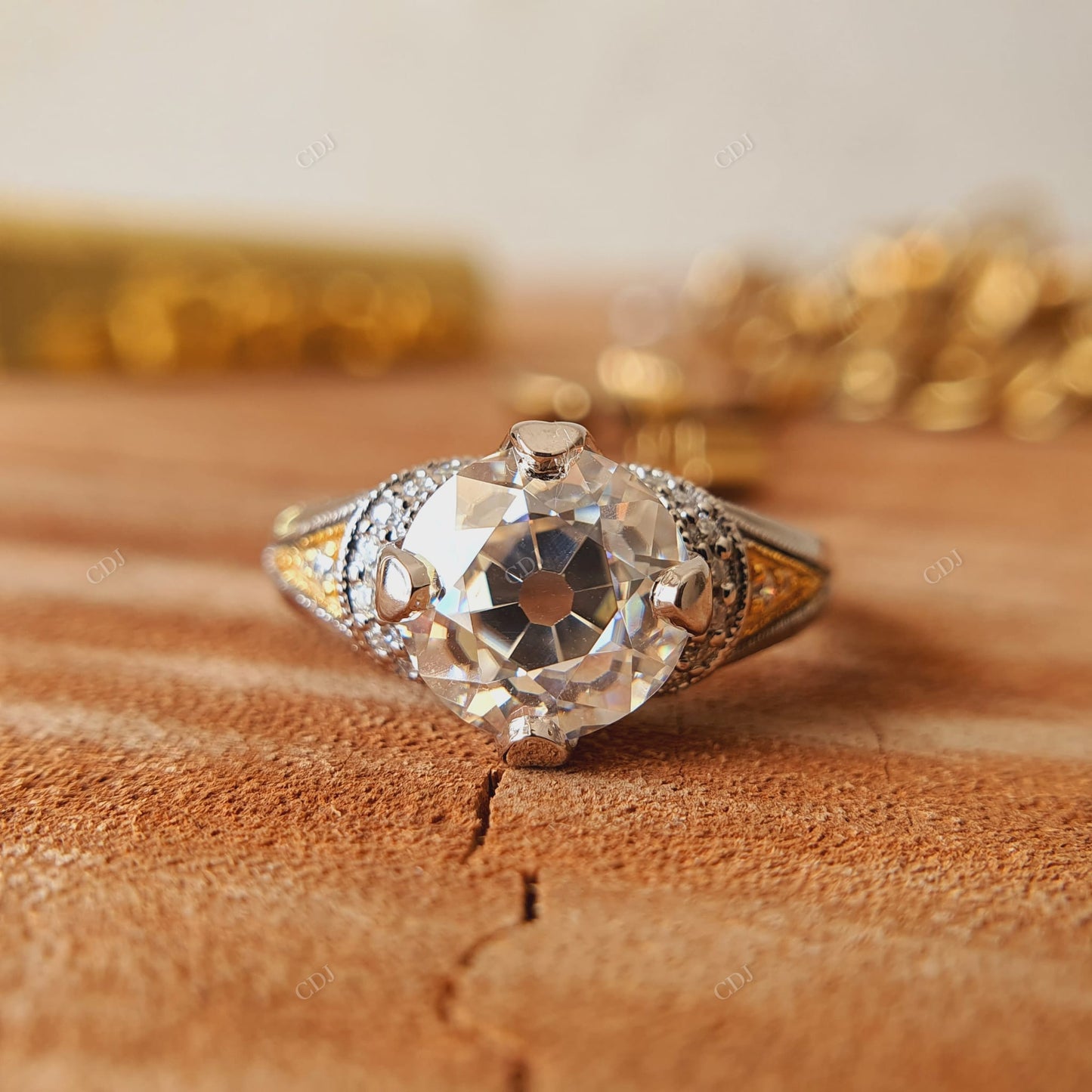 Lab-Grown Diamond Vintage Halo Ring