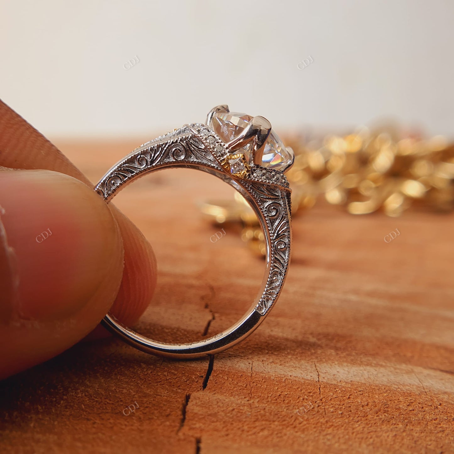 Lab-Grown Diamond Vintage Halo Ring