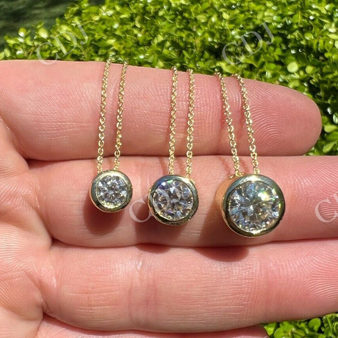 Moissanite Solitaire Pendant Necklace  customdiamjewel   