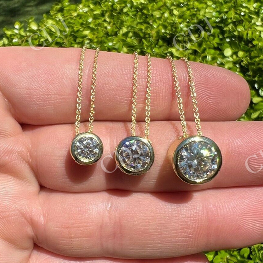 Moissanite Solitaire Pendant Necklace  customdiamjewel   