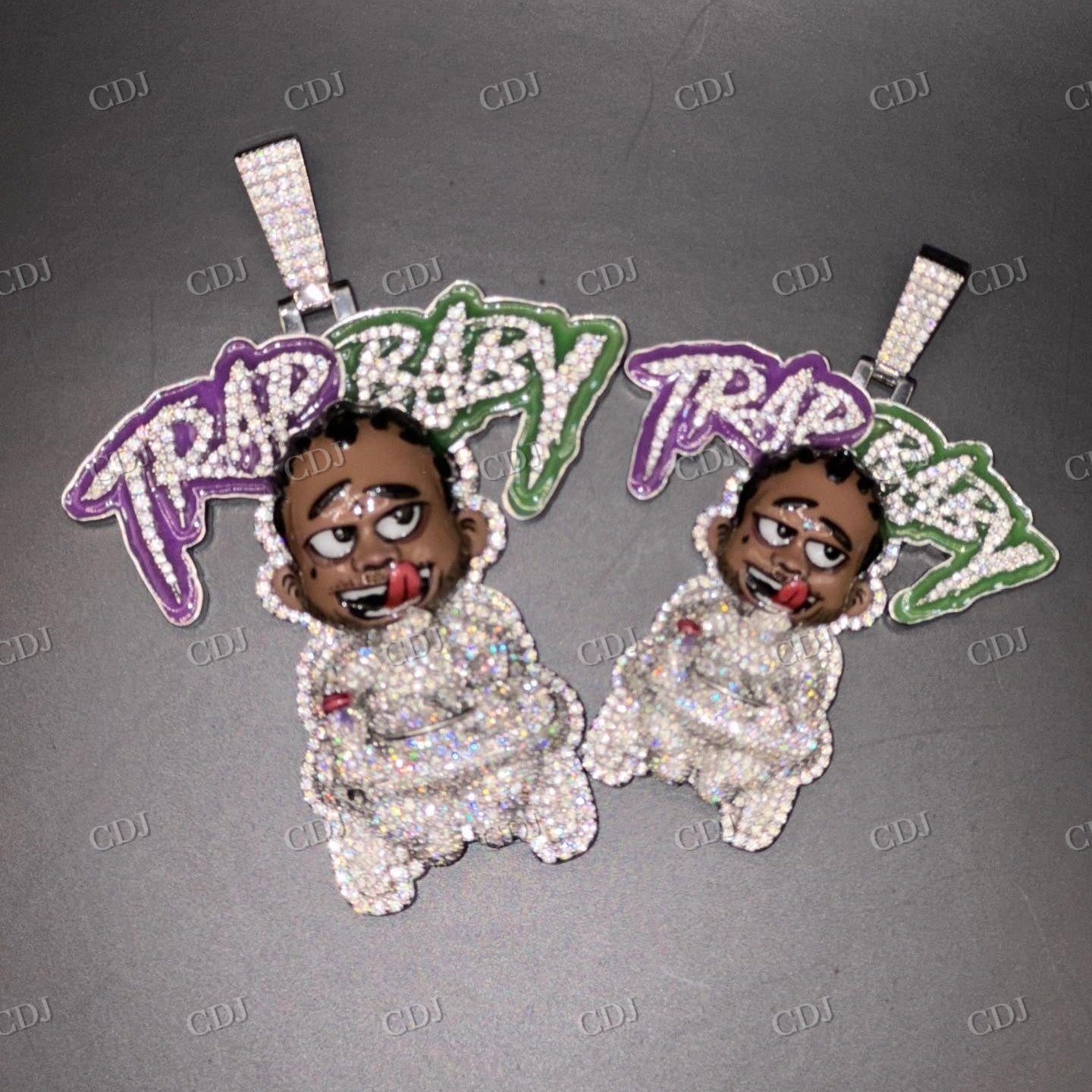 Luxury Iced Out Trap Baby Cartoon Enamel Pendant hip hop jewelry customdiamjewel   