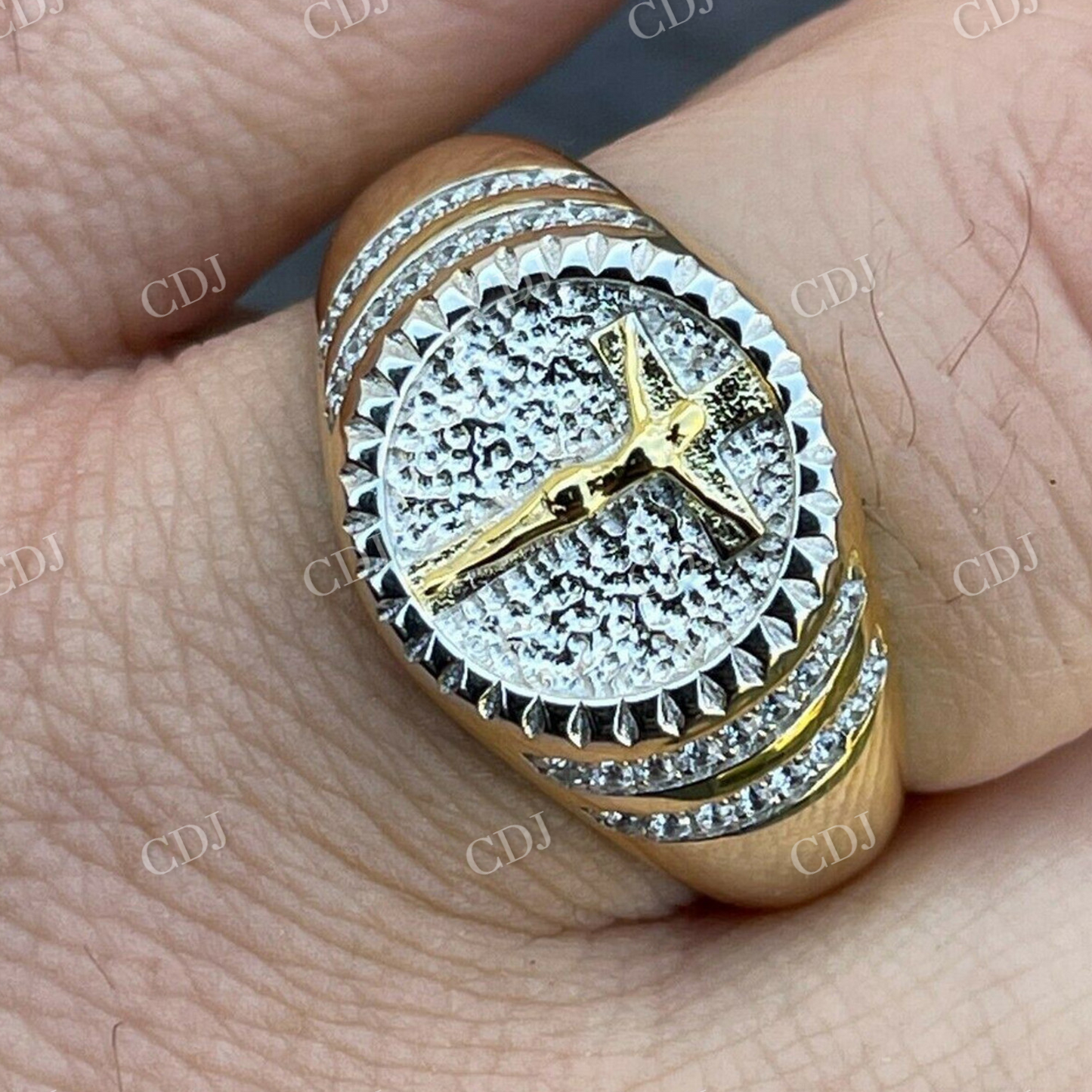 Handmade Unique Jesus Design Gold Ring  customdiamjewel   