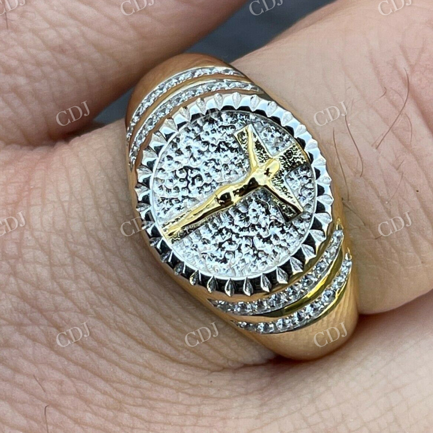 Handmade Unique Jesus Design Gold Ring  customdiamjewel   