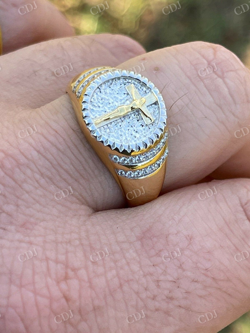 Handmade Unique Jesus Design Gold Ring  customdiamjewel   