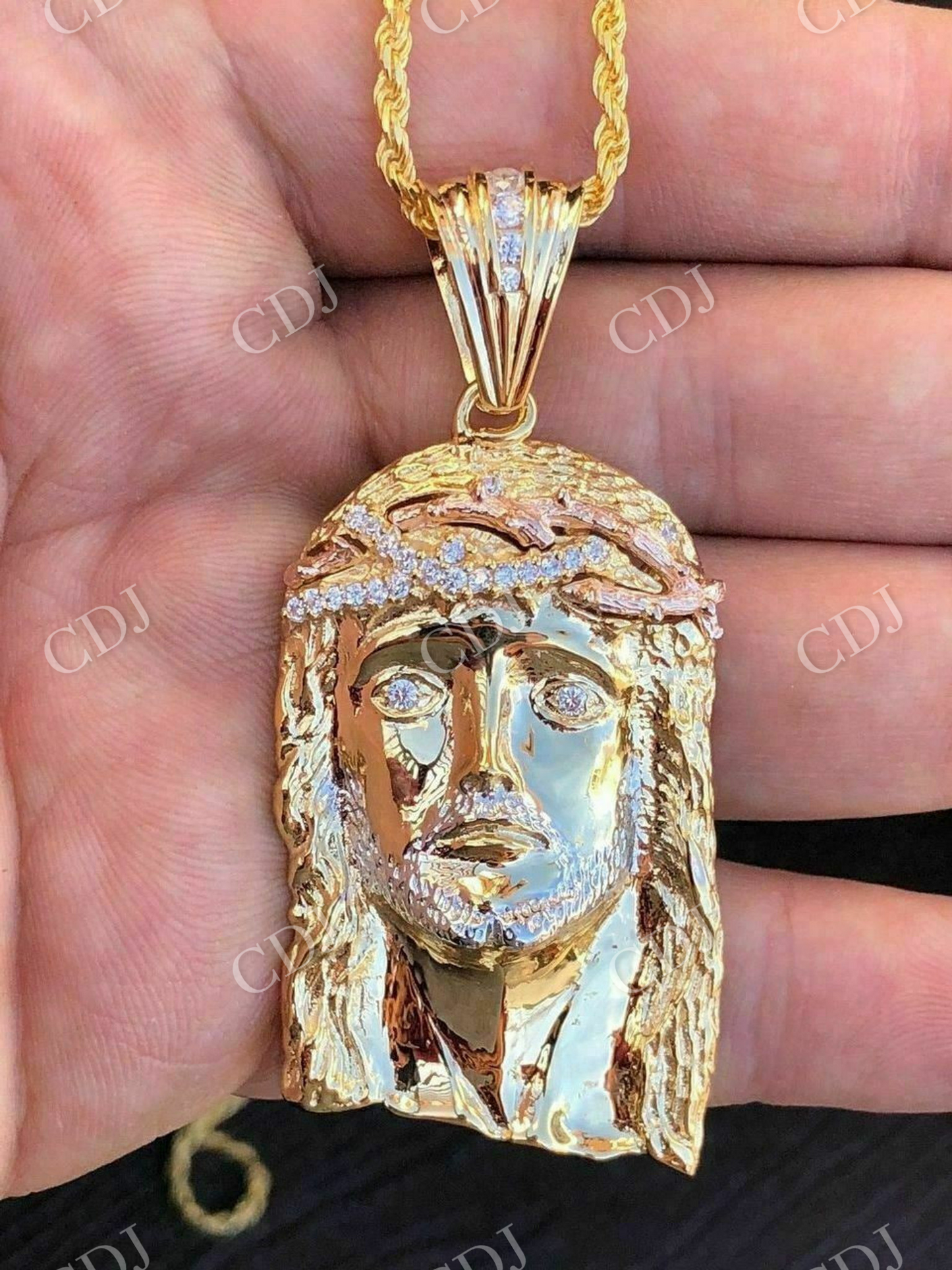 Two Tone Jesus Face Hip Hop Pendant  customdiamjewel   
