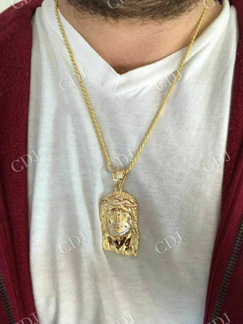 Two Tone Jesus Face Hip Hop Pendant  customdiamjewel   