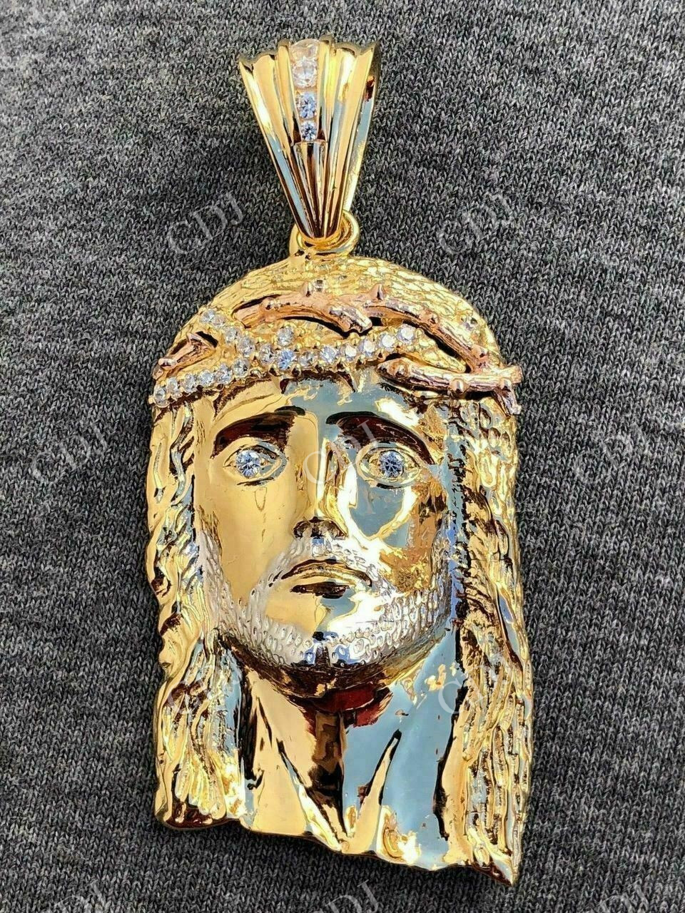 Two Tone Jesus Face Hip Hop Pendant  customdiamjewel   