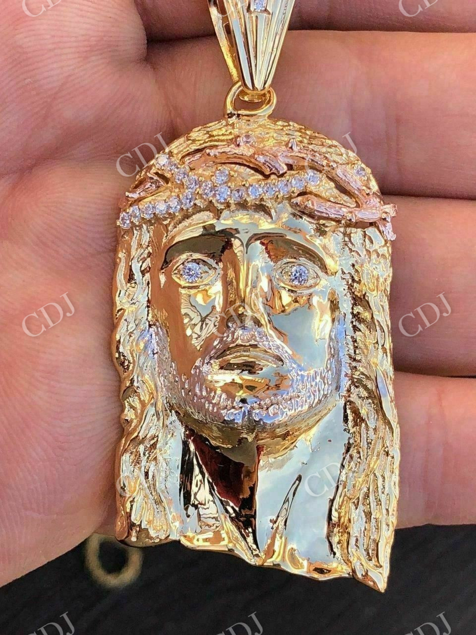 Two Tone Jesus Face Hip Hop Pendant  customdiamjewel   
