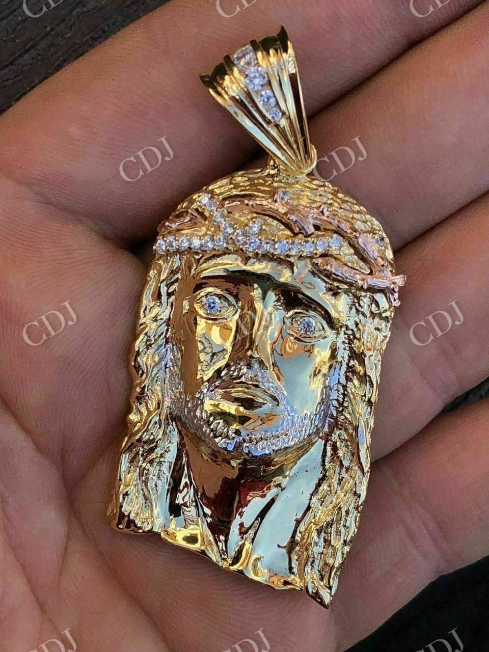 Two Tone Jesus Face Hip Hop Pendant  customdiamjewel   
