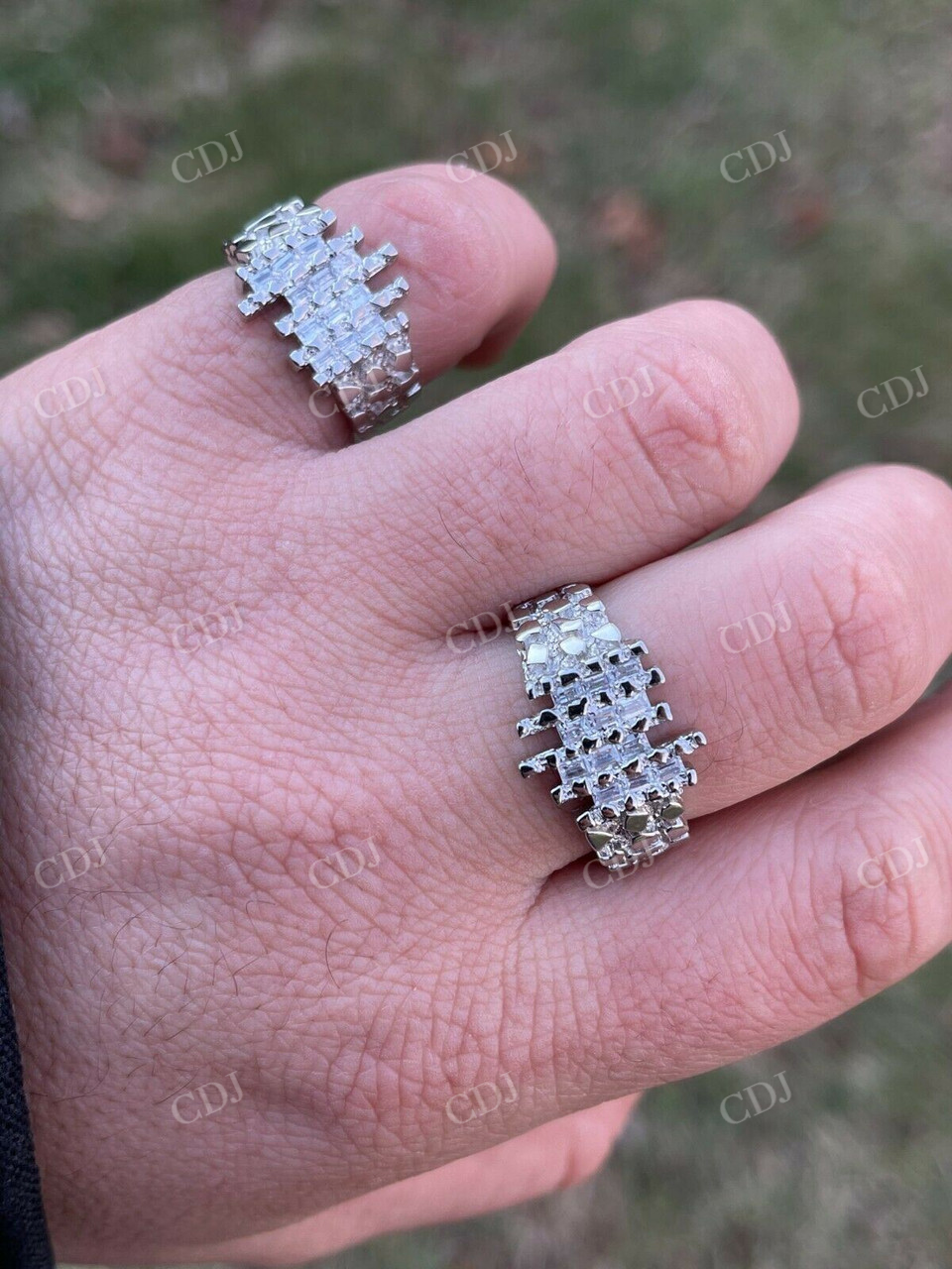 10K White Gold Baguette Diamond Ring  customdiamjewel   