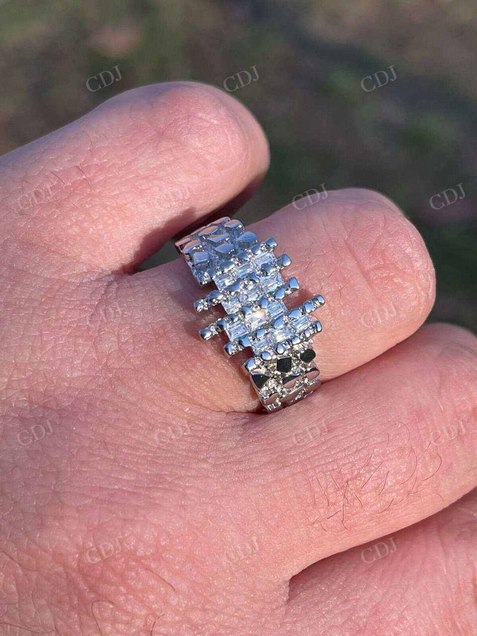 10K White Gold Baguette Diamond Ring  customdiamjewel   