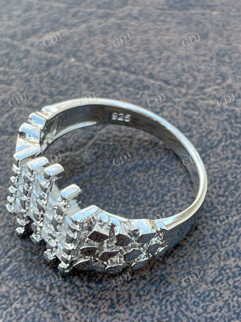 10K White Gold Baguette Diamond Ring  customdiamjewel   