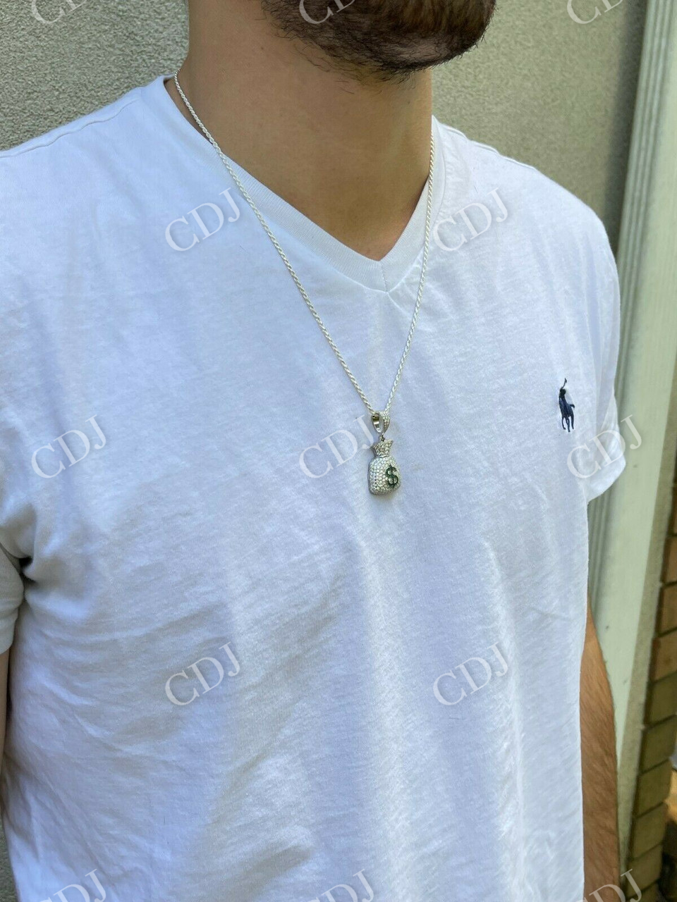 Silver/ Gold Money Bag Dollar Pendant  customdiamjewel   