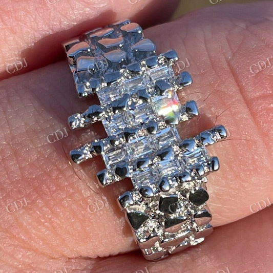 10K White Gold Baguette Diamond Ring  customdiamjewel   